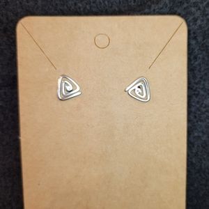Silver swirl triangle post earrings NWOT